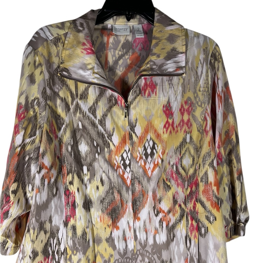 Chico's Size 2 Brown Multicolor Collar Jacket (Women’s M)